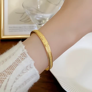 Frosted Buckle Titanium Steel Bracelet Electroplating K Gold Opening Adjustable Fashion Colorfast Bracelet