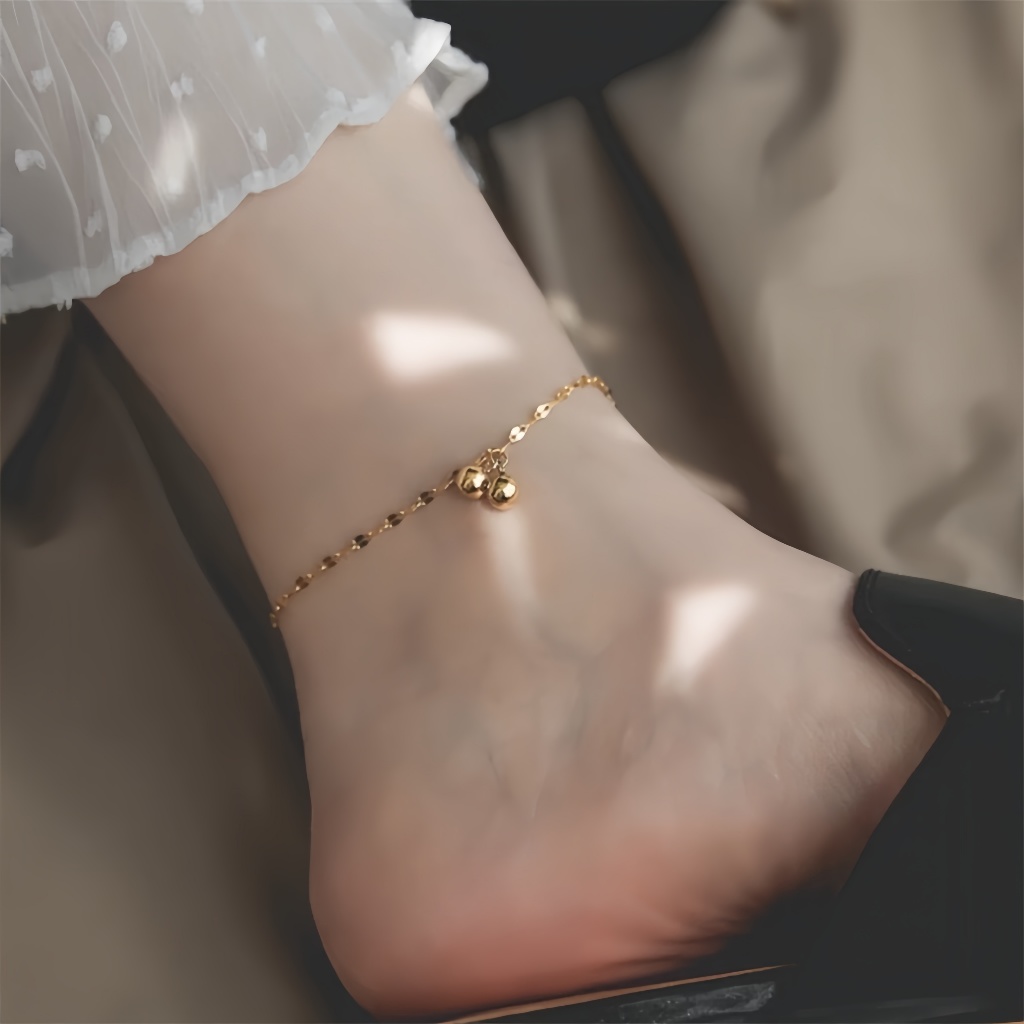 Small Small Ball Gypsophila Small Bell กําไลข้อเท้าเหล็กไทเทเนียม Lip Chain ins Mori Series Simple Niche High-End Feeling Non-Fade Foot Chain