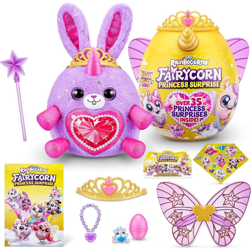 Rainbocorns Fairycorn Princess Surprise (Bunny) โดย ZURU 11" ตุ๊กตาสัตว์สะสม, ไข่เซอร์ไพรส์, ปีกนางฟ้าที่สวมใส่ได้, เจ้าหญิงนางฟ้าวิเศษ