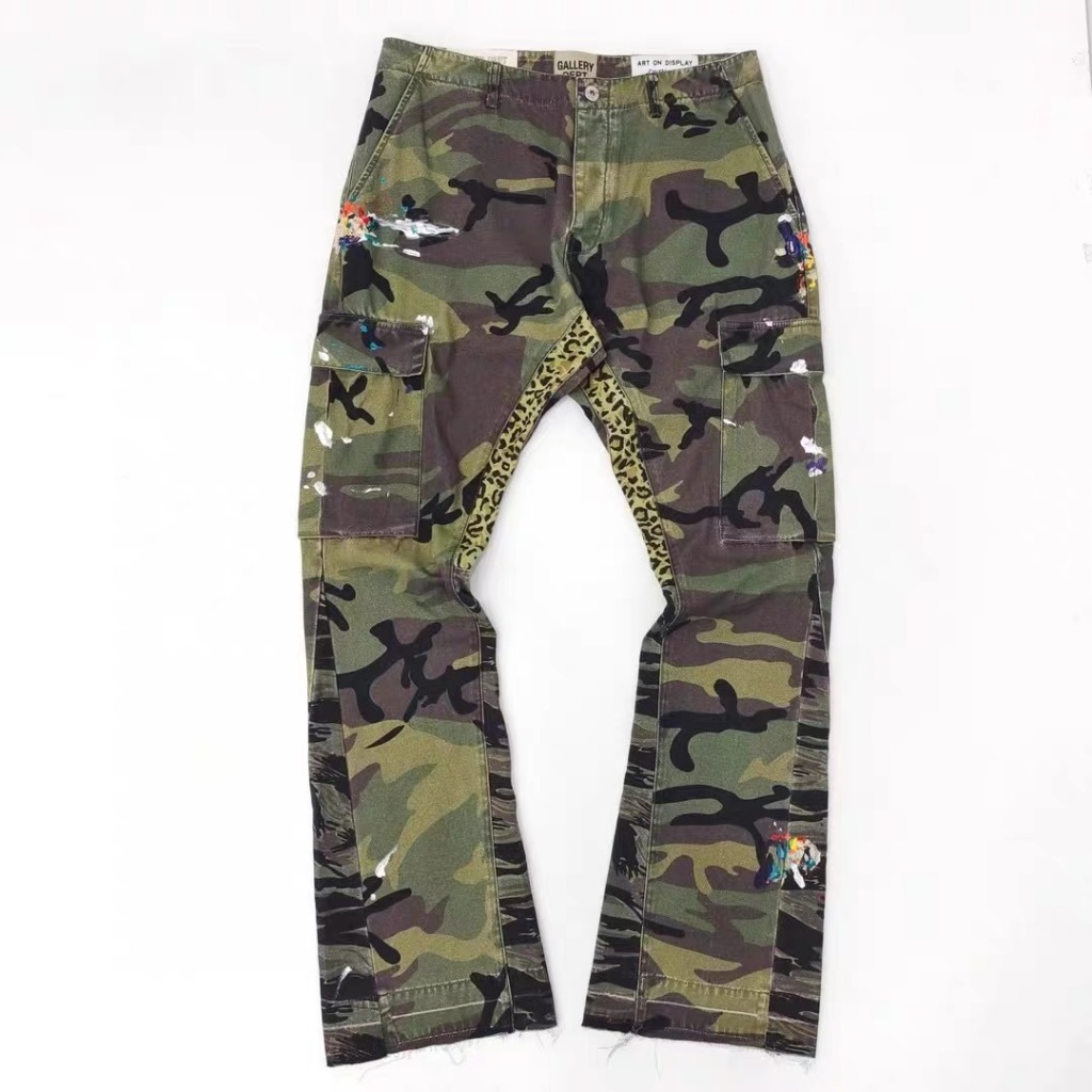High Street สไตล์ใหม่แฟชั่น Splash Ink Camouflage Stitching Micro-Fllare Over