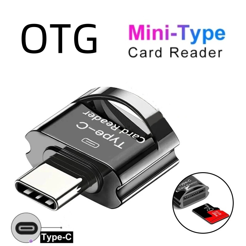 เครื่องอ่านการ์ด Micro SD ขนาดเล็กแบบพกพาเป็นอะแดปเตอร์ Type-C อะแดปเตอร์ Micro-SD สําหรับพีซี/Mac