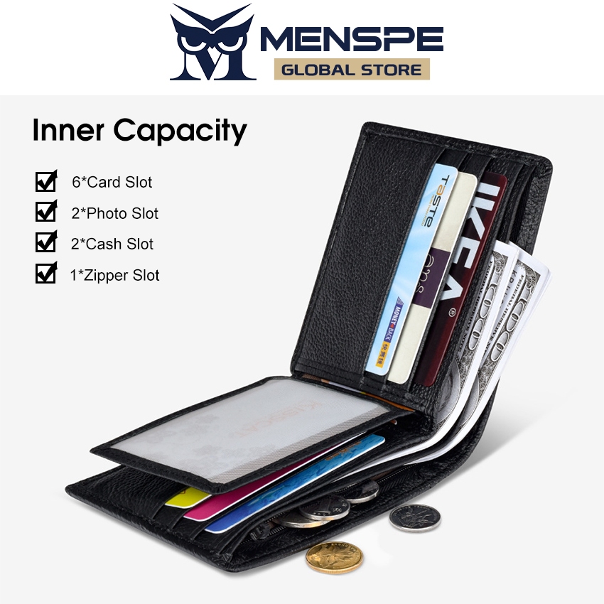 Menspe ผู้ชายกระเป๋าสตางค์สั้นสีทึบ Retro กระเป๋าเหรียญซิปกระเป๋าสตางค์ Soft PU Multi-Card ตําแหน่ง ID ผู้ถือบัตรเครดิตกระเป๋าเหรียญกระเป๋าสตางค์ธุรกิจ