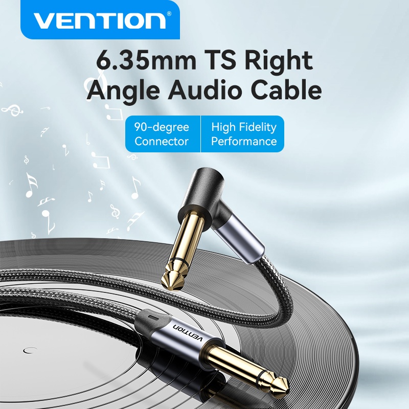 Vention 6.35 มม. TS สายสัญญาณเสียงมุมขวาชายกับชาย - สายสัญญาณเสียงแบบถักอลูมิเนียมอัลลอยด์