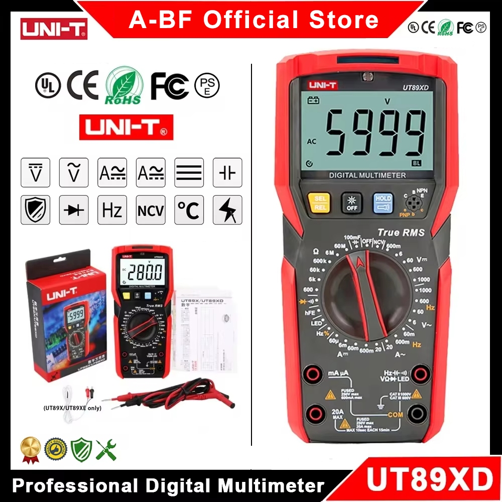 Uni-t UT89X UT89XD มัลติมิเตอร์แบบดิจิตอลระดับมืออาชีพ True RMS AC DC โวลต์มิเตอร์กระแส Hz Ohm NCV เครื่องทดสอบความต้านทานความจุ