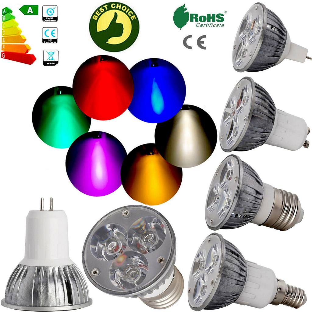 หลอดไฟ Led 6W GU10 GU5.3 E27 E14 B22 E12 B15 หลอดไฟสปอตไลท์ 85-265V สีขาวเย็น ธรรมชาติ สีขาว แดง เขียว น้ําเงิน เหลือง