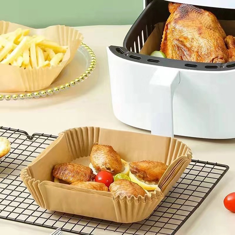 กระดาษรองหม้อทอดไร้น้ำมัน แบบใช้แล้วทิ้ง แพ็ค 50/100ชิ้น ทนร้อนถึง250องศา กันติด กันน้ำ ซับมันได้ดี 3homeplus - รูปที่ 2