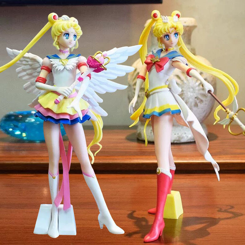 23 ซม.เซเลอร์มูนอะนิเมะตัวเลข Kawaii Tsukino Usagi Chibiusa พร้อมไฟ Pvc น่ารักของเล่นตุ๊กตาการ์ตูนเครื่องประดับของขวัญสําหรับเด็ก