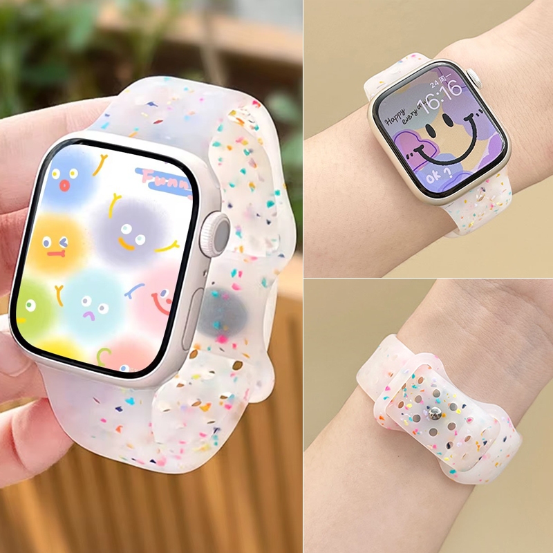 สายนาฬิกาซิลิโคน Smart Watch 9 8 7 6 SE 5 4 3 Ultra 2 สายกีฬา อุปกรณ์เสริมสำหรับ iWatch 40mm 49mm 41mm 45mm 44mm 38/42mm สายกีฬา