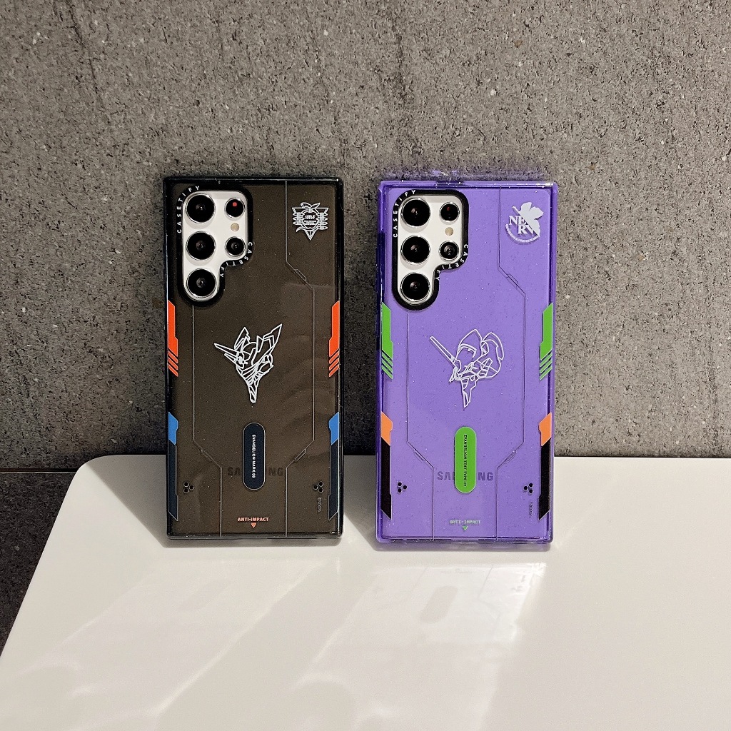 NEON GENESIS EVANGELION CaseTify เคส Samsung Galaxy S24 Ultra S23 Ultra S24 + S22 Ultra Case ใหม่ สีลูกกวาด ป้องกันการตก TPU ซิลิโคน อ่อนนุ่ม เคสโทรศัพท์มือถือซัมซุง