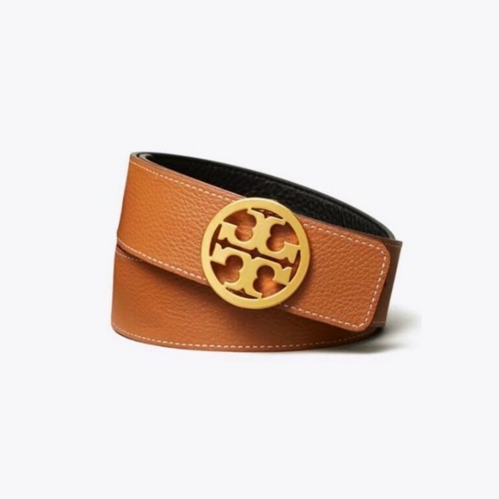 Tory Burch ทอรี่เบิร์ชเข็มขัดผู้ชายหนังแท้ธุรกิจเข็มขัดผู้หญิง หนังวัว เข็มขัดกว้าง3.8เซนติเมตร