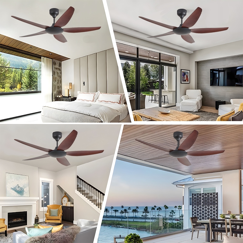 GOGEOUS พัดลมเพดาน 56 นิ้ว/52 นิ้ว/46 นิ้ว พัดลมเพดานขนาด ไม่มีไฟ มอเตอร์ DC ย้อนกลับได้ 6 ระดับความเร็ว ใบพัด 5 ใบ พร้อมรีโมท ในร่มที่ทันสมัยไม่มีแสงสําหรับห้องนอน/บ้านไร่/ลานบ้าน/ในร่ม พัดลมเพดานมินิมอล - รูปที่ 6