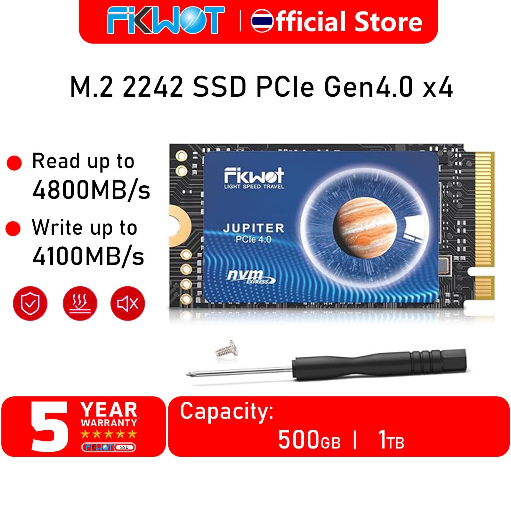 Fikwot FX608 M.2 2242 PCIe Gen4 x4 NVMe 1.4 SSD Read 4800MB/s Write 4100MB/s สำหรับ Ultrabooks/Table