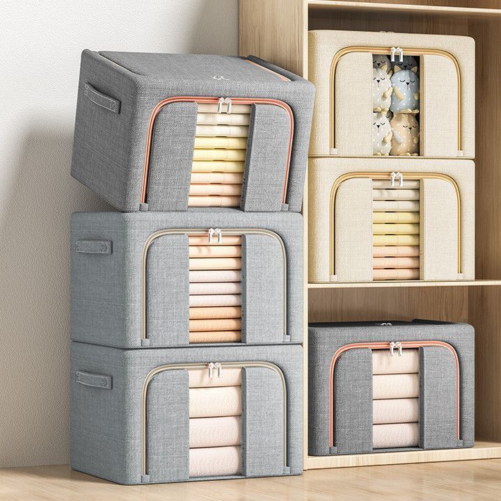 66L/100L กล่องเก็บของอเนกประสงค์ กล่องเก็บของพับได้ กล่องเก็บของโครงเหล็ก กล่องจัดระเบียบ