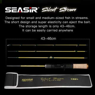 Seasir Silent Stream Ejection BFS 4 ส่วน Fihsing Rods คาร์บอนไฟเบอร์ Travel Rod Z-Type Guide แหวน 1.53/1.65M ลาก 4 กก. Lure น้ําหนัก 1-7g เสียงลูกบิดตกปลา Rods