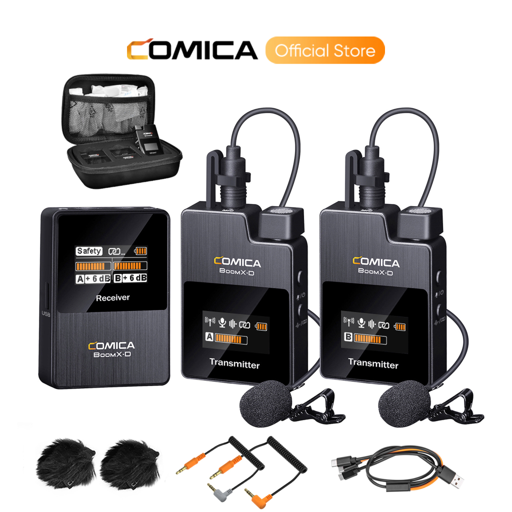 COMICA BoomX-D 2.4G ระบบไมโครโฟนไร้สายสําหรับกล้อง กล้องวิดีโอ สมาร์ทโฟน แล็ปท็อป ไมโครโฟนไร้สายขนาดกะทัดรัด ลดเสียงรบกวนพร้อมไมโครโฟนภายนอก
