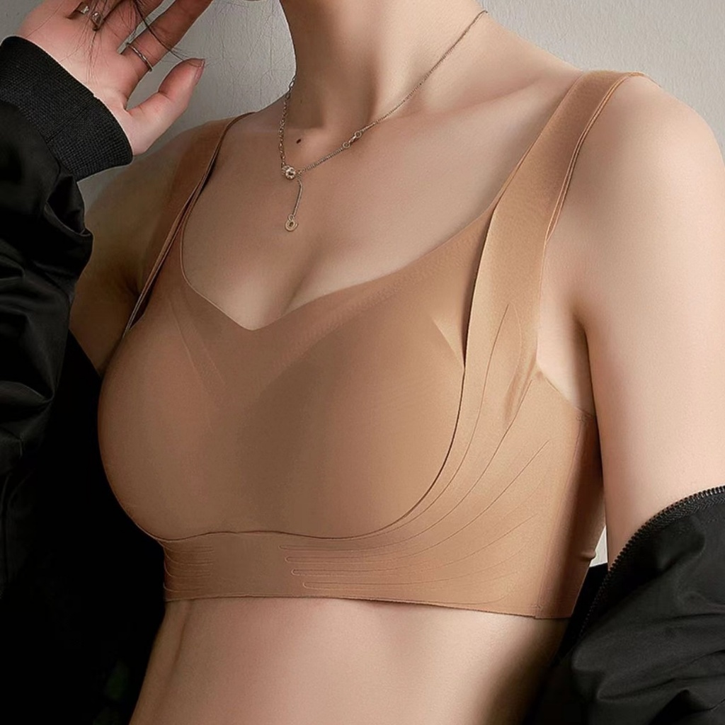 หญิงยกไม่มีรอยต่อ Anti-sagging ด้านข้าง Retracting หน้าอกสบายไม่มีแหวนเหล็ก Soft Support Bra