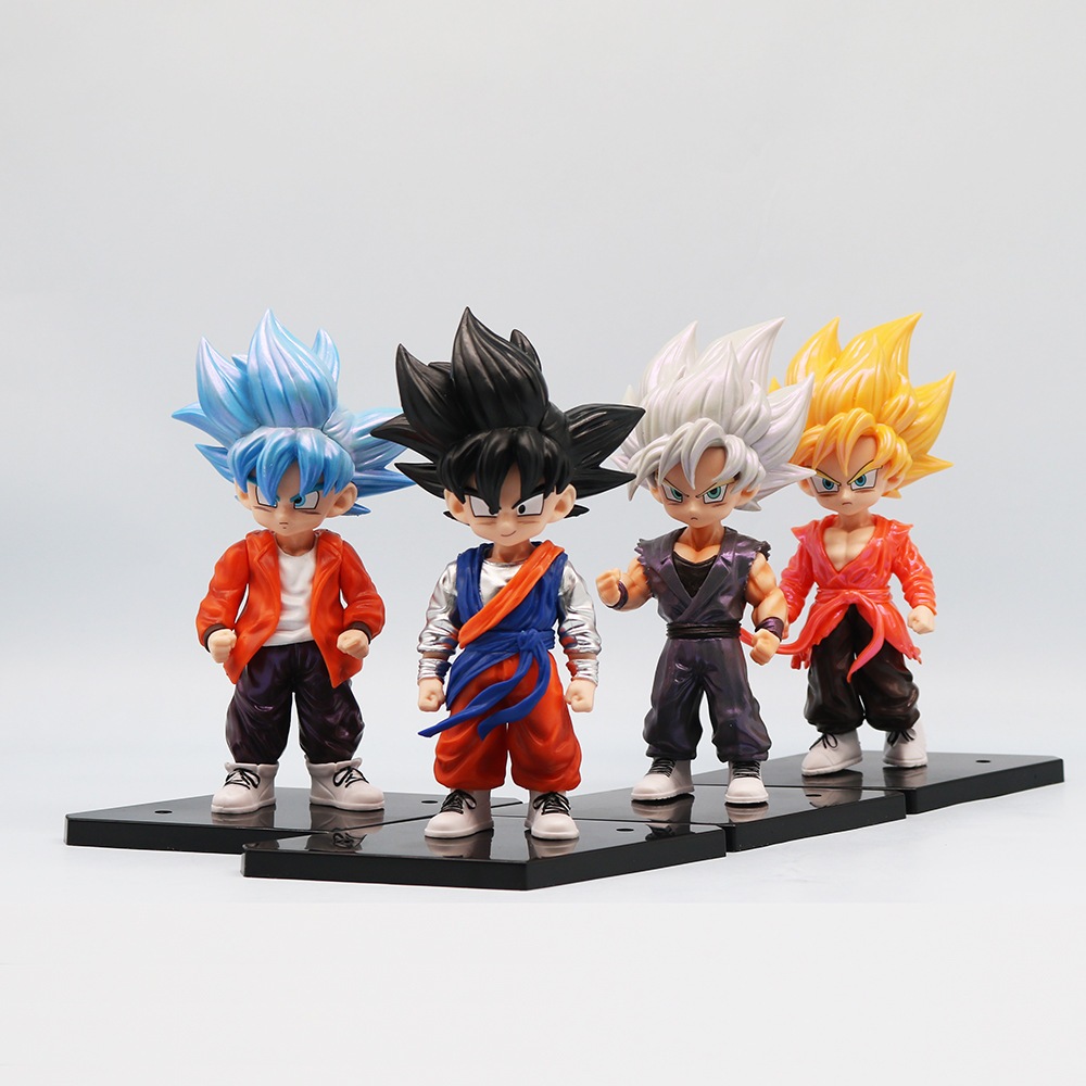 4 ชิ้น/เซ็ตอะนิเมะ Dragon Ball Z Action Figure แฟชั่นเด็กและเยาวชน Son Goku Kakarotto Super Saiyan รุ่น Q PVC ตัวเลขตุ๊กตาของเล่น