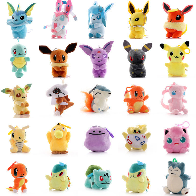 86 รูปแบบ Pokémon Pikachu Bulbasaur Ditto Kyogre Rayquaza Groudon Victini Umbreon Mew ของเล่นตุ๊กตาน