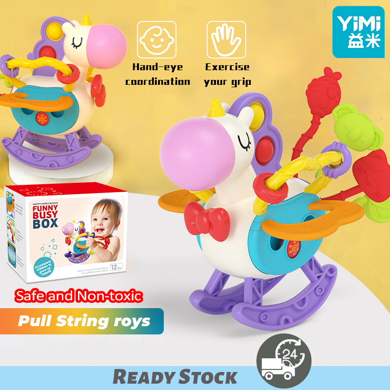Yimi Baby Pull String ของเล่นทารกแรกเกิด Unicorn Sensory ของเล่นซิลิโคนเกรดอาหารของเล่นสําหรับ Early