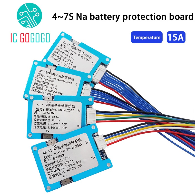4s 5S 6S 7S แบตเตอรี่โซเดียม BMS 15A โซเดียมแบตเตอรี่ป้องกัน 12V 15V 18V 21V Na แบตเตอรี่ pack