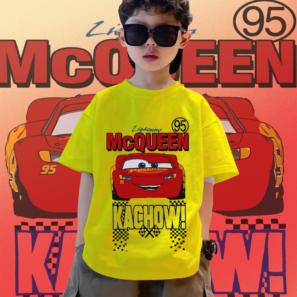 เสื้อกด็กชาย Lightning McQueen 95 อายุ 4-12 ปี ลายุปเปอร์ฮีโร่ cotton ผ้านุ่ม เบาสบาย ระบายอากาศไม่อับชื้น