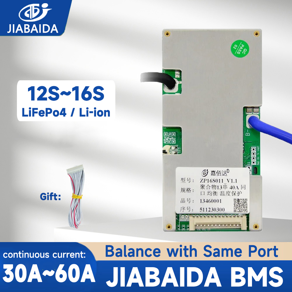 Jiabaida BMS Li-ion LiFePO4 12S 36V 13S 14S 48V 16S 48V 30A 40A 50A 60A JBD BMS พร้อม Balance