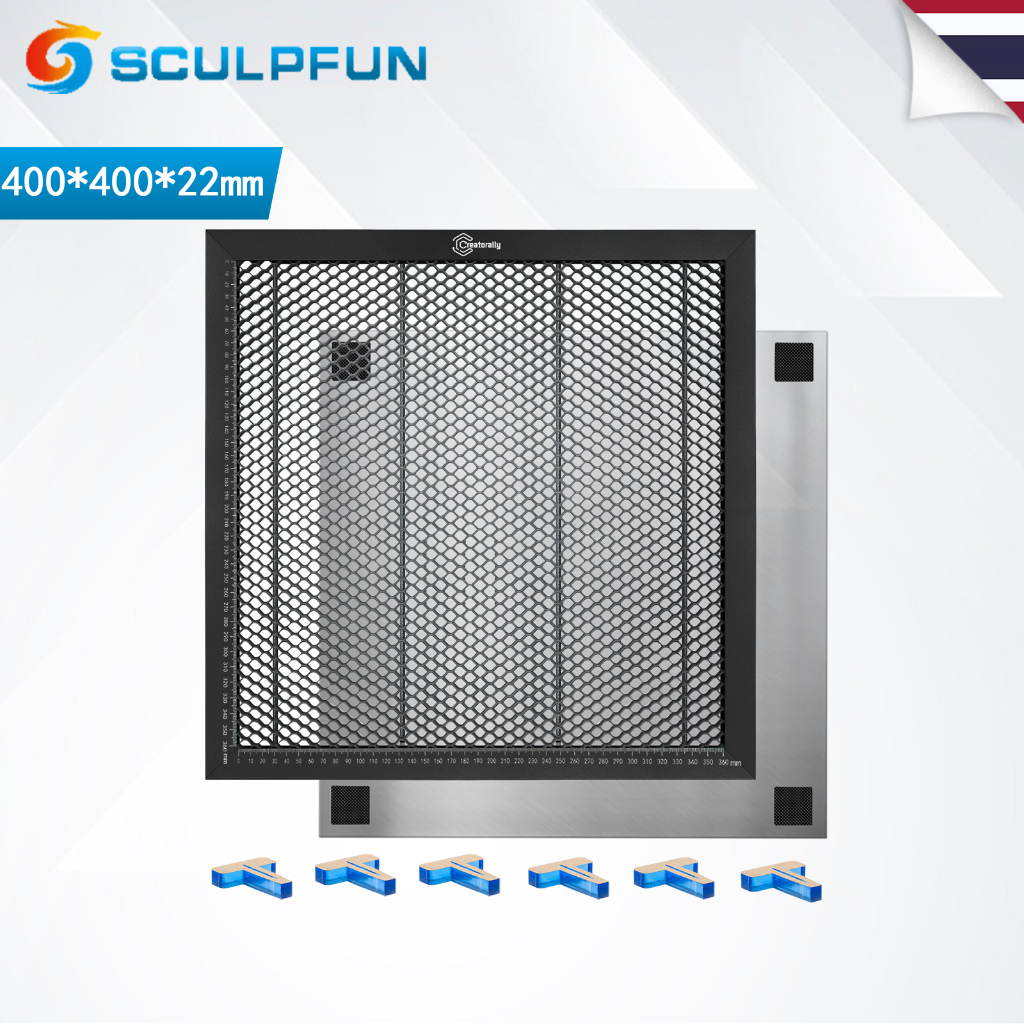 SCULPFUN แพลตฟอร์มโต๊ะทำงานรังผึ้งสำหรับเครื่องตัดแกะสลักเลเซอร์ แพลตฟอร์มโต๊ะทำงานรังผึ้งสำหรับเครื่องตัดแกะสลักเลเซอร์ CO2 400x400x22mm/300x200x22mm