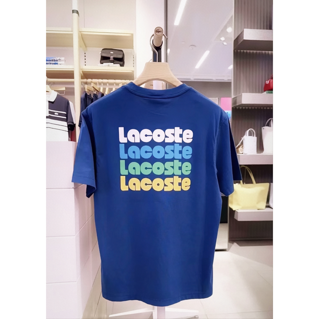 LACOSTE ลาคอสท์ จระเข้ ผู้ชาย 24 ฤดูร้อนใหม่พิมพ์ผ้าฝ้ายแท้รอบคอแขนสั้นเสื้อยืด | Th7544