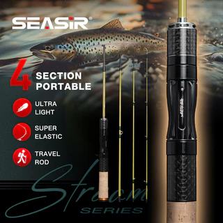 Seasir Silent Stream Ejection BFS 4 ส่วน Fihsing Rods คาร์บอนไฟเบอร์ Travel Rod Z-Type Guide แหวน 1.53/1.65M ลาก 4 กก. Lure น้ําหนัก 1-7g เสียงลูกบิดตกปลา Rods