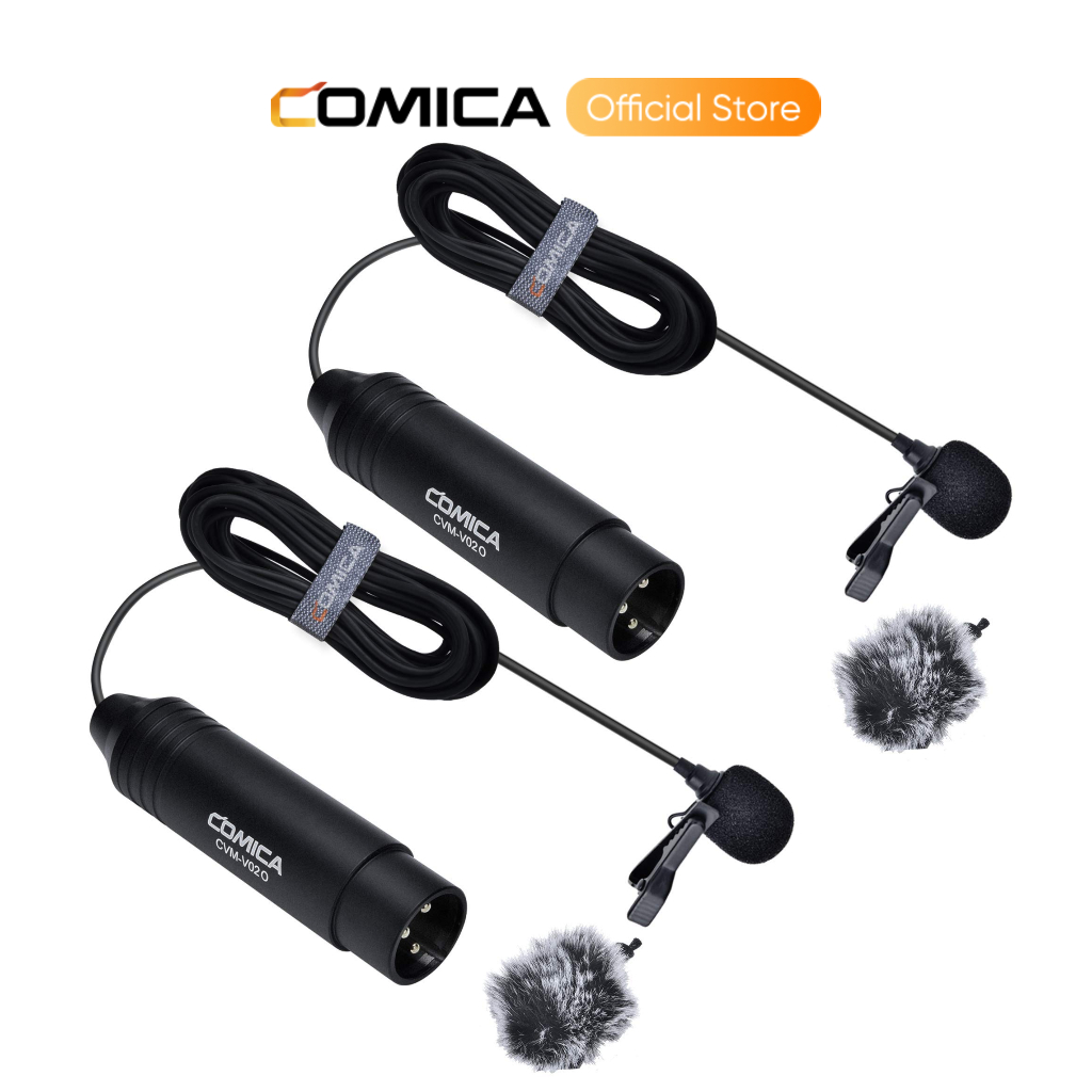 COMICA XLR ไมโครโฟน CVM-V02O 2 แพ็ค 4.5M Phantom Power Omni-Directional Lavalier Lapel ไมโครโฟนสําหร