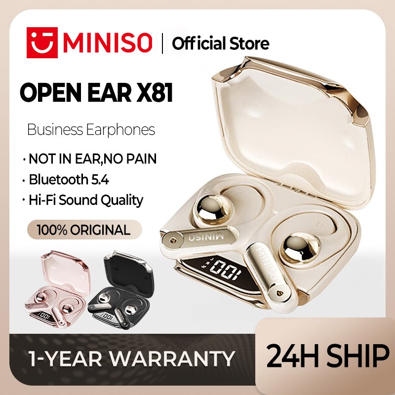 Miniso X81 หูฟังบลูทูธ OWS หูฟังไร้สายแบบเปิดหูพร้อมไมโครโฟนไฮไฟสเตอริโอบลูทูธ 5.49