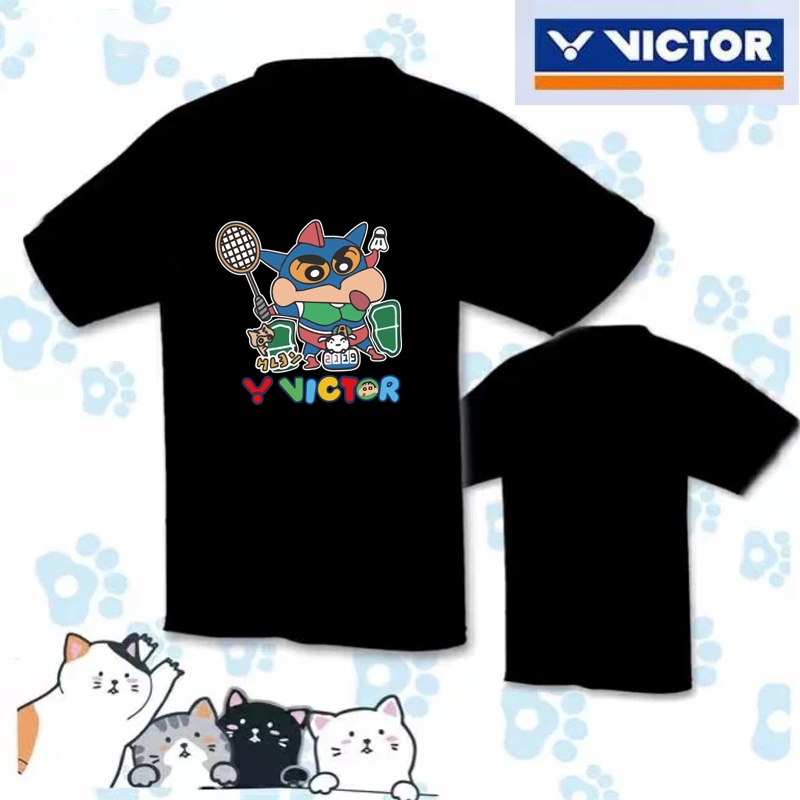วิคเตอร์ 2024 แบดมินตันใหม่เสื้อกีฬาผู้ชายและผู้หญิงตาข่ายดูดซับเหงื่อคอกลมแขนสั้นลําลองอเนกประสงค์ด้านบน