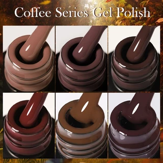 Lilycute 7ML สีน้ําตาลเจลเล็บ Coffee ช็อกโกแลตสี Series Matte Top Coat เล็บเจลเคลือบเงา สีทาเล็บเจล สีเจล