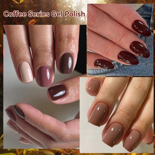 Lilycute 7ML สีน้ําตาลเจลเล็บ Coffee ช็อกโกแลตสี Series Matte Top Coat เล็บเจลเคลือบเงา สีทาเล็บเจล สีเจล