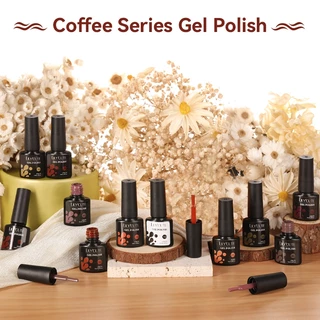 Lilycute 7ML สีน้ําตาลเจลเล็บ Coffee ช็อกโกแลตสี Series Matte Top Coat เล็บเจลเคลือบเงา สีทาเล็บเจล สีเจล