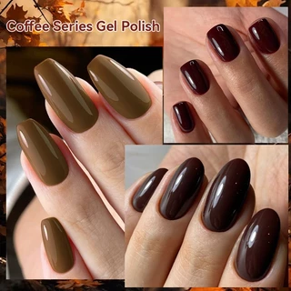 Lilycute 7ML สีน้ําตาลเจลเล็บ Coffee ช็อกโกแลตสี Series Matte Top Coat เล็บเจลเคลือบเงา สีทาเล็บเจล สีเจล