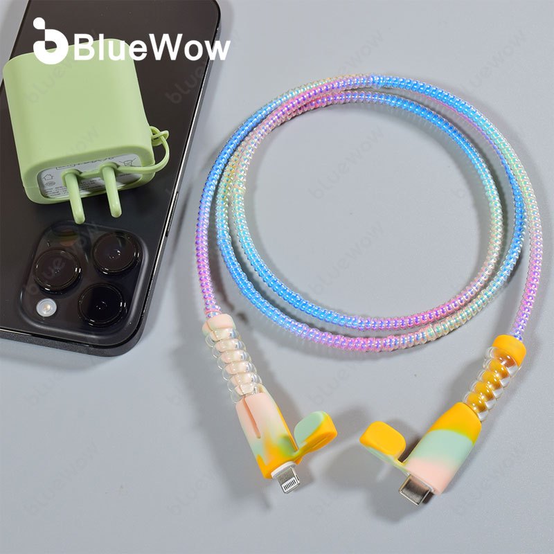 ซื้อ ขายร้อน Bluewow Charger Protector ซิลิโคนอุปกรณ์เสริมสาย iP-18/20w คู่ Type-C ปลั๊กชาร์จสายสําหรับ iPhone15/14/13/12/11promax ฝาครอบเครื่องชาร์จ