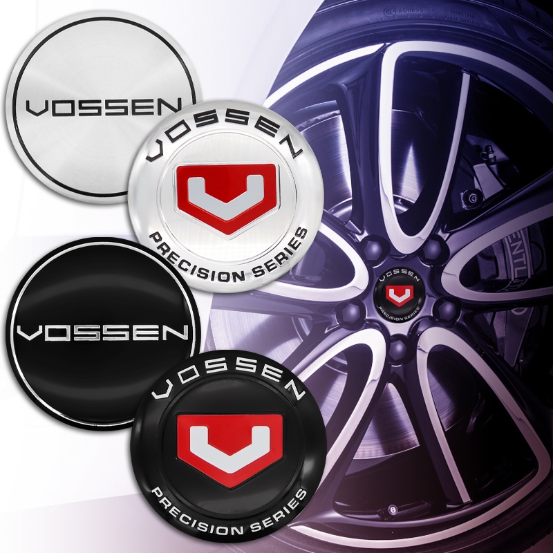 Vossen 4 ชิ้น 56 มิลลิเมตรโลโก้ศูนย์ล้อรถสติกเกอร์อลูมิเนียมเหมาะสําหรับอุปกรณ์เสริมในรถยนต์ล้อ VOSS