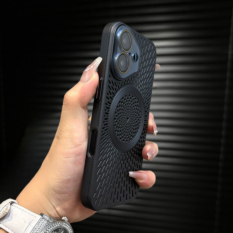【With Crystal lens film/Cooling Ultra-thin Pc hard case/Black】เคส compatible for iPhone 15 14 13 16 pro max case