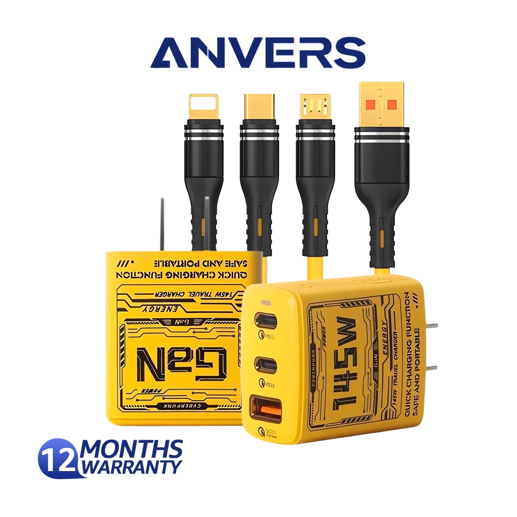 หัวชาร์จเร็ว PD 145W GaN สายชาร์จ ชาร์จไว PD สายชาต หัวชาร์จ 3 พอร์ต Adapter Fast charging ชาร์จเร็ว อะแดปเตอร์ชาร์จไฟ