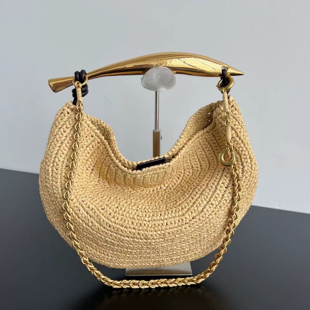 [Lav.]Raffia Salad Straw Bag กระเป๋าสะพายแบบพกพาความจุขนาดใหญ่