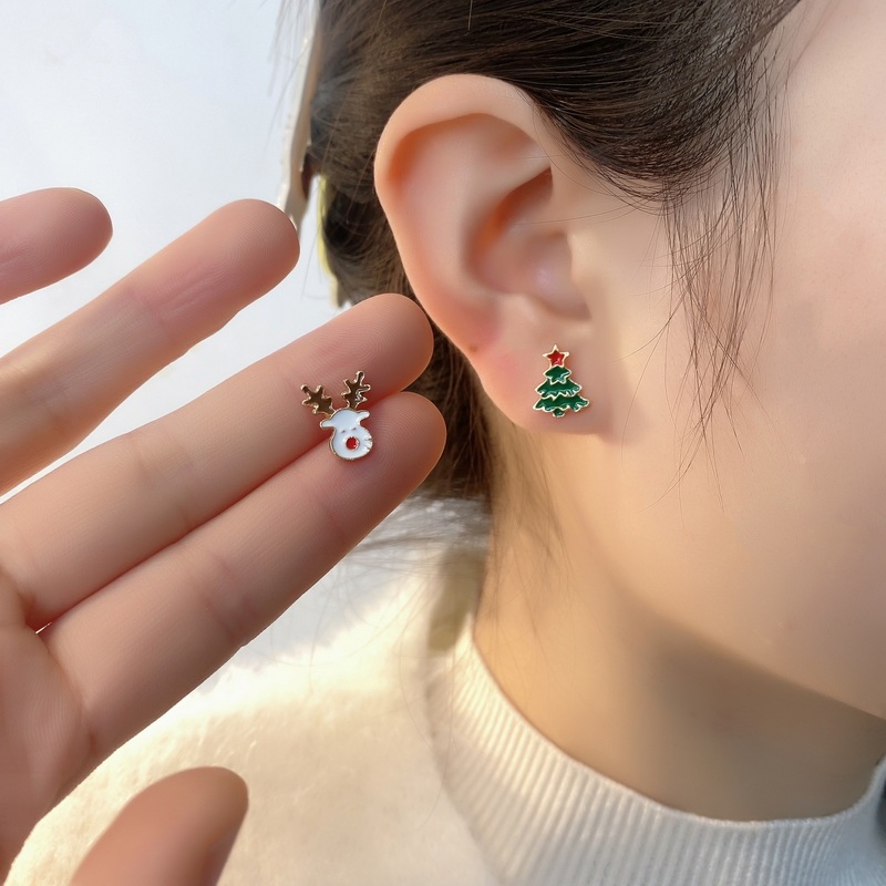 Jushi Elk พ่อต้นคริสต์มาสชุดต่างหูของขวัญวันหยุดผู้หญิงอุปกรณ์เสริม Jewellery