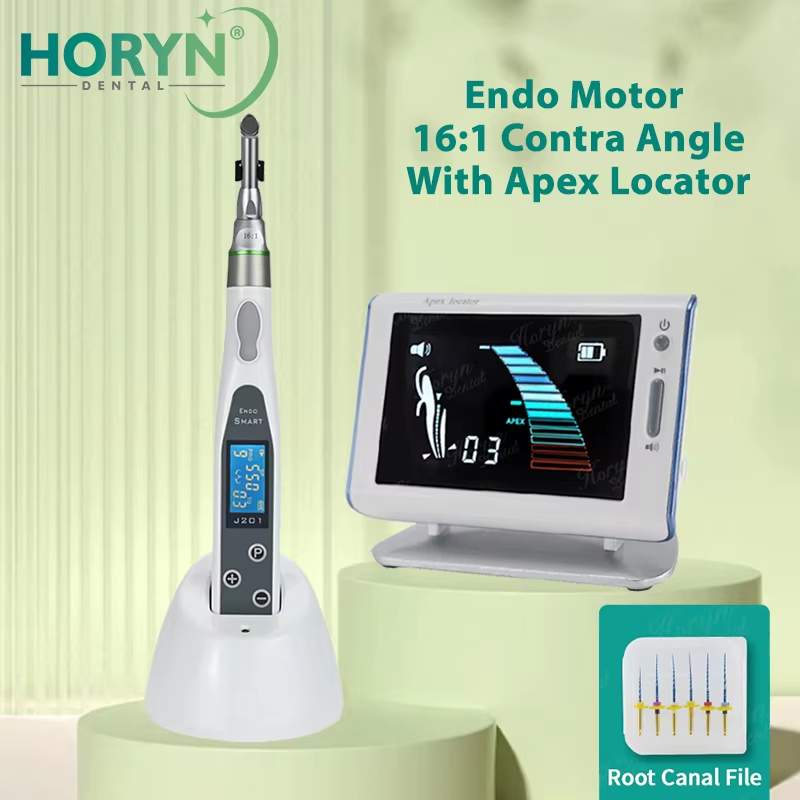 ทั้งชุดทันตกรรม Apex Locator พร้อม Root Canal Endo มอเตอร์ LED 16:1 Contra มุม 6 โปรแกรม Endodontic เครื่องมือ