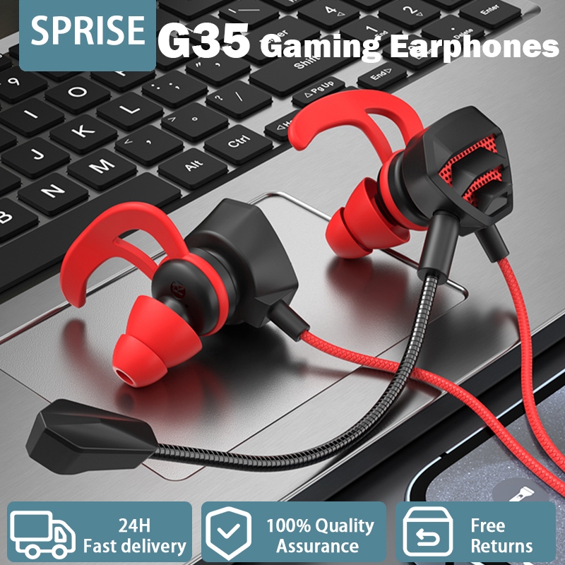 Sprise G35 หูฟังสําหรับเล่นเกมแบบมีสายเบส HD Call Earfon พร้อม Pluggable Mic ชุดหูฟังควบคุมสายไฟ 3.5 มม.