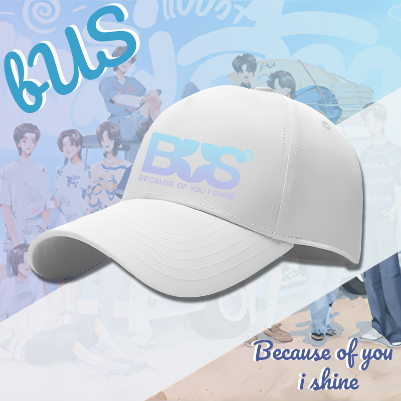 New หมวกเบสบอล BUS ”Because of you i shine“ พิมพ์ลายโลโก้ ผ้าหนา Cotton 100% กันแดด กันลม หมวก Outdoor hat #01