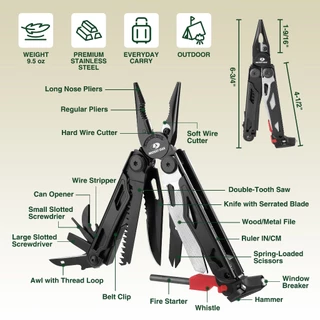 MOSSY OAK คีมอเนกประสงค์ 19-in-1 สแตนเลสสตีลเครื่องมือ EDC พร้อมไขควงแขน Self-locking พร้อม Sheath-Perfect สําหรับการตั้งแคมป์กลางแจ้งพร้อมกระเป๋า