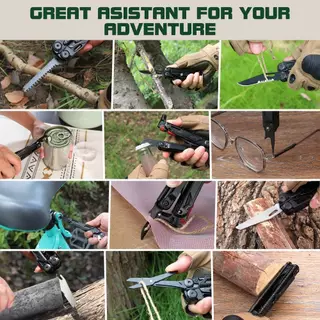 MOSSY OAK คีมอเนกประสงค์ 19-in-1 สแตนเลสสตีลเครื่องมือ EDC พร้อมไขควงแขน Self-locking พร้อม Sheath-Perfect สําหรับการตั้งแคมป์กลางแจ้งพร้อมกระเป๋า