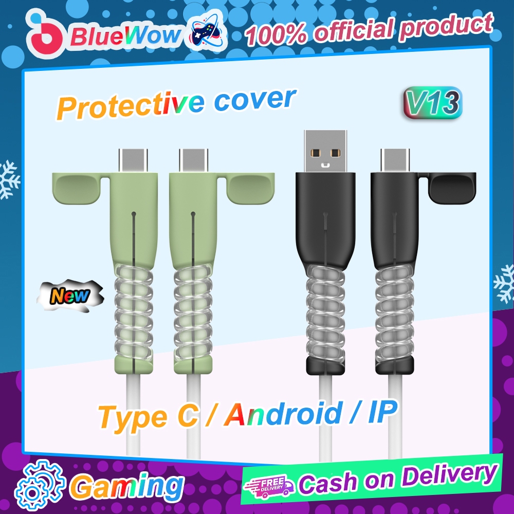 V13BlueWow Charger Cover Protector สายซิลิโคนอุปกรณ์เสริมประเภท C/USB iP-18/20w รุ่นที่สิบปลั๊กชาร์จตัวป้องกันสายเคเบิล