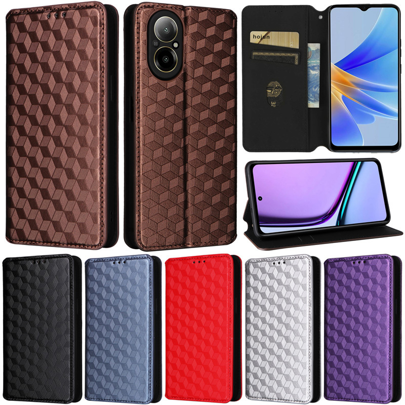 Slim สําหรับOppo A60 4G A3 Pro 5G Reno12F Reno12 5G Realme C61 C63 Realme 13 Pro 5G Realme GT Neo6 SEกระเป๋าสตางค์หรูหรานุ่มPUหนังช่องใส่การ์ดผิวป้องกันพลิกฝาครอบกรณี