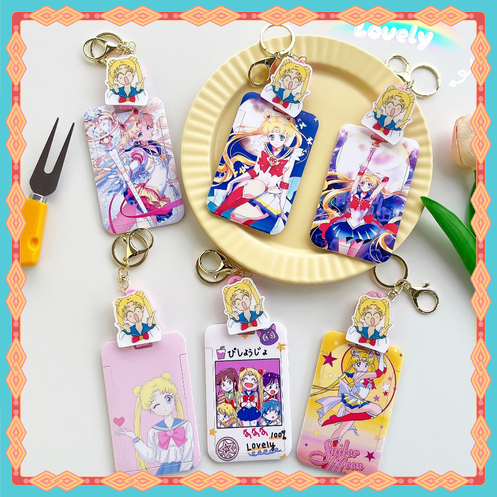 Sailor Moon ป้ายชื่อ/บัตรอเนกประสงค์ Retractable Holder ป้องกันบัตร ID, ธนาคาร, รถบัส, นักเรียน, ควบคุมเข้า-ออก, ป้องกันสูญหาย พร้อมช่องใส่รูปโพลารอยด์